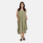 TAMSY Floral Print Midi Umbrella Dress (One Size 8-18) - Sage Green