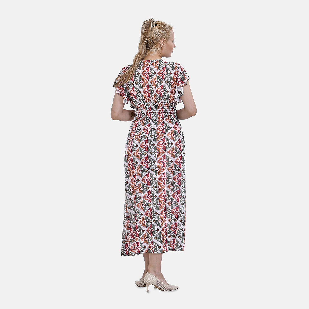 TAMSY Flutter Sleeve Smocked Midi Dress 7692901 1