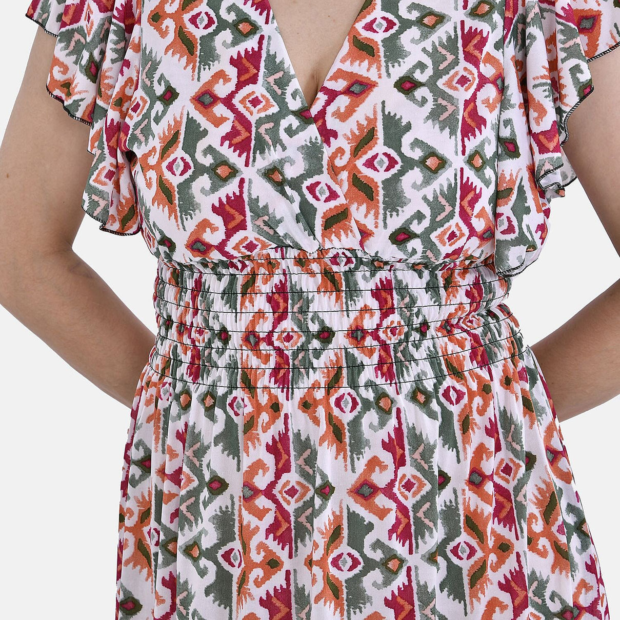 TAMSY Flutter Sleeve Smocked Midi Dress 7692901 5