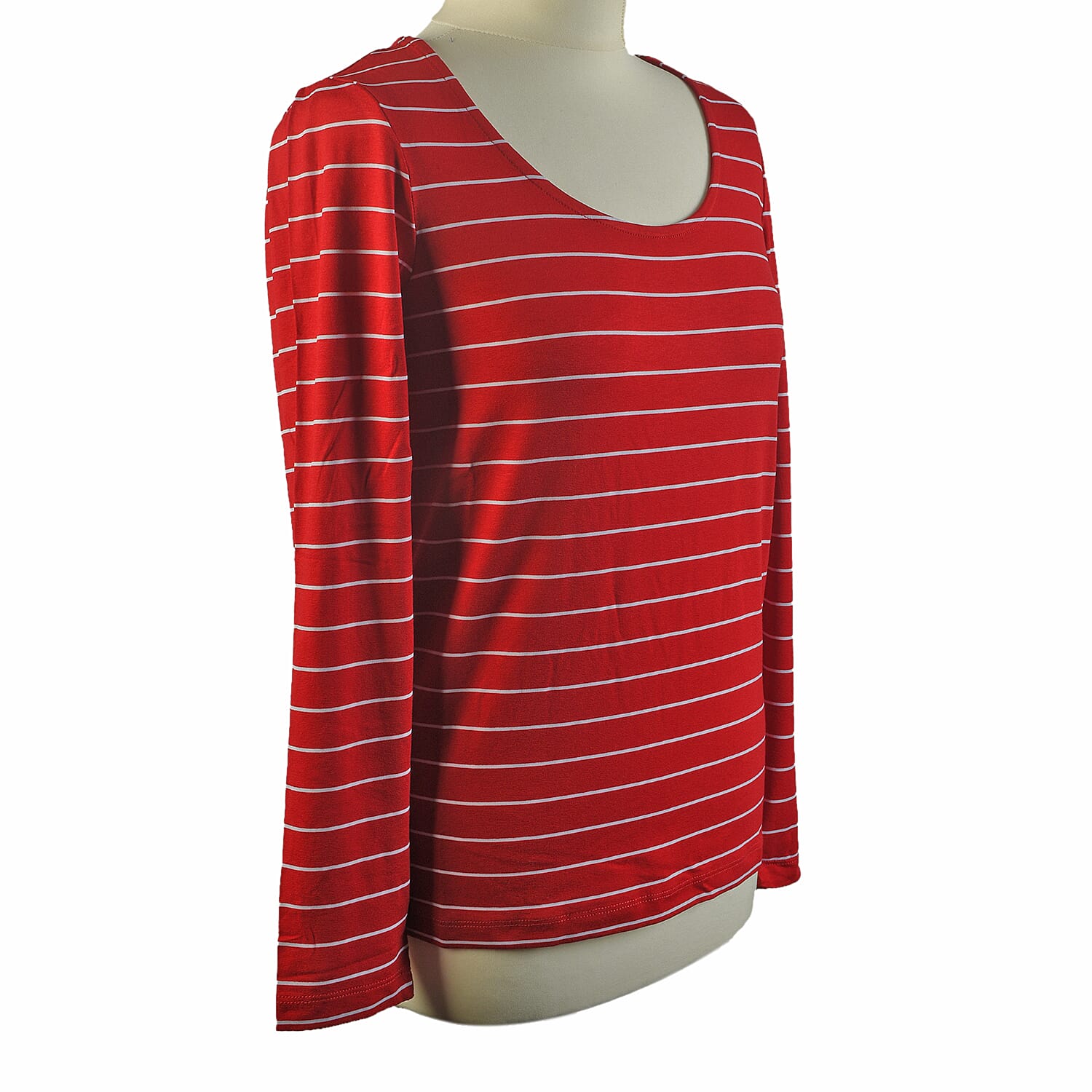 TAMSY Full Sleeves Striped Top (Size L, 16-18) - Red &amp; White 3884686 5