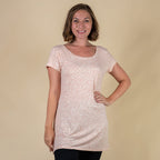 Tamsy Giraffe Pattern Round Neck Tshirt (Size XXL) - Blush Pink