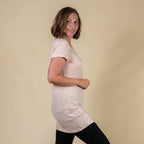 Tamsy Giraffe Pattern Round Neck Tshirt (Size XXL) - Blush Pink