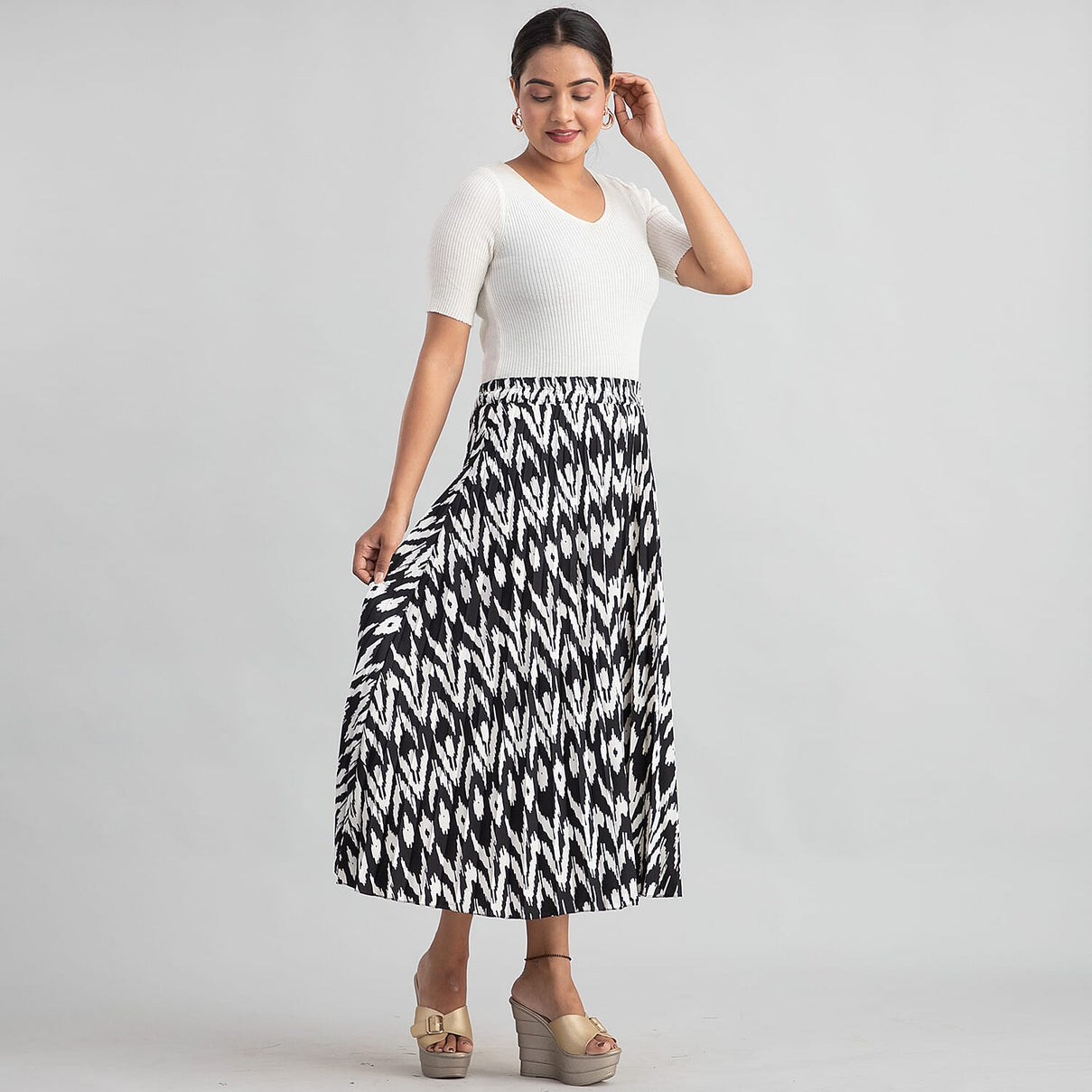 TAMSY High-rise Women's Pleated Skirt - Off White 6711205 3