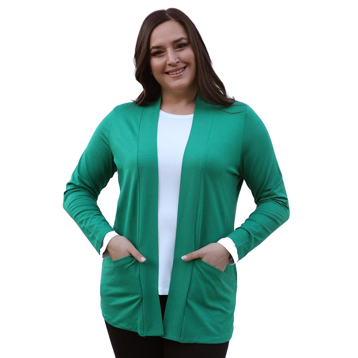 TAMSY Jersey Cardigan with Women's Pockets (Size 10) - Green 3880647 0