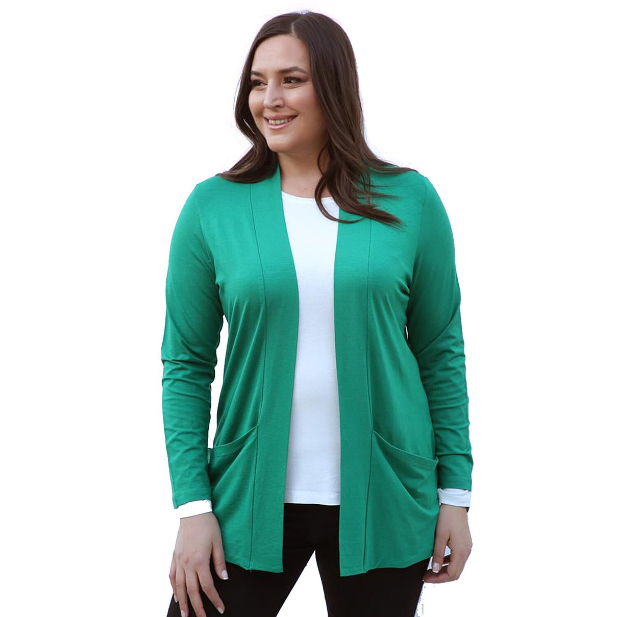 TAMSY Jersey Cardigan with Women's Pockets (Size 10) - Green 3880647 3