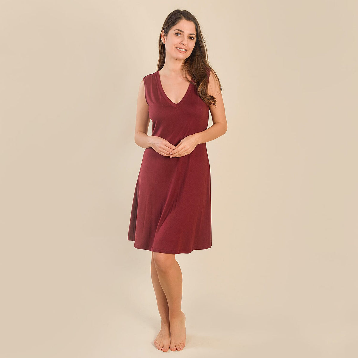 TAMSY Jersey Nightdress for Women - Burgundy 7345432 0