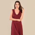 Tamsy V-Neck Sleeveless Dress (Size L,16-18) - Burgundy