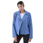 TAMSY Lapel Collar Jacket with Pockets (Size S, 8-10) - Blue