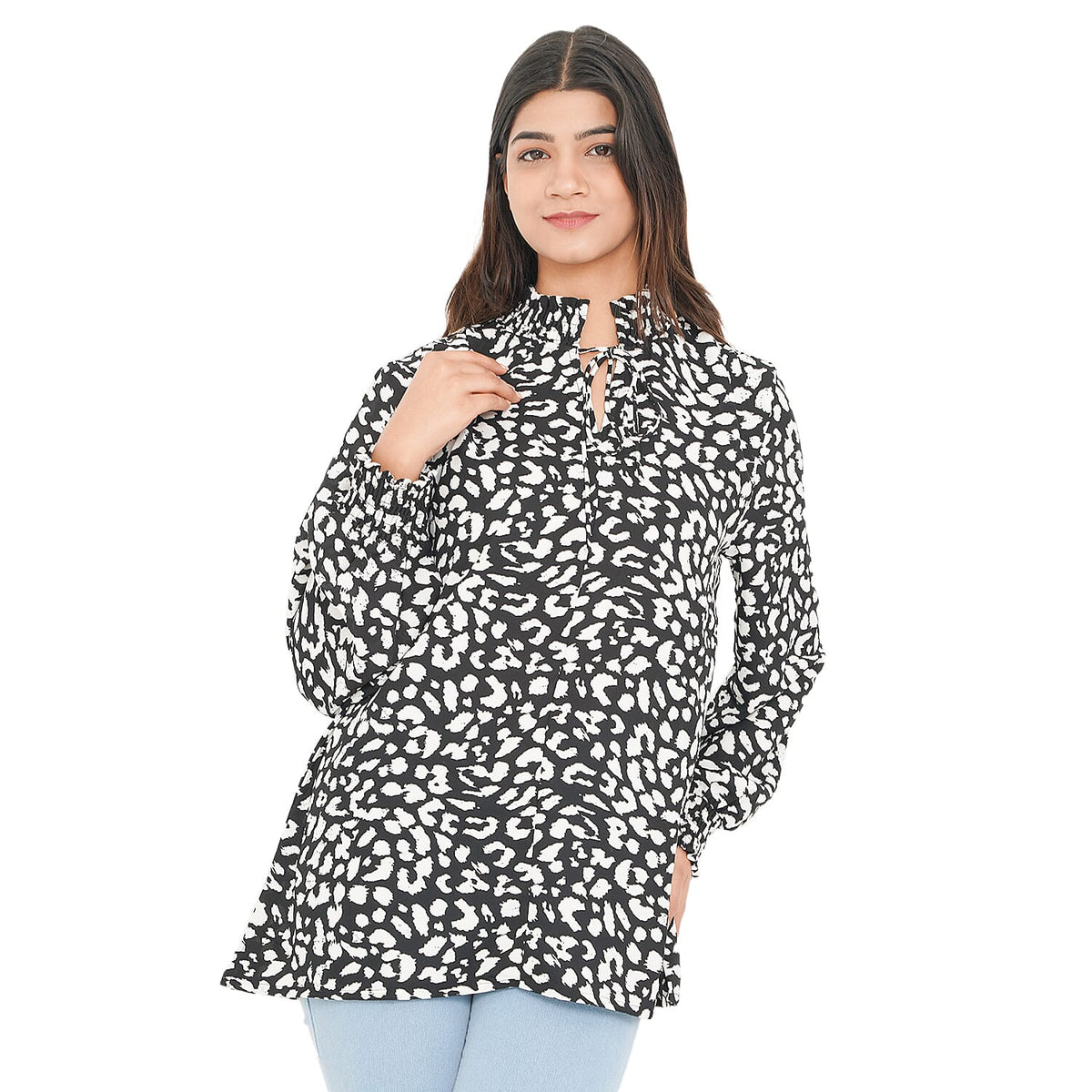 TAMSY Leaf Print Women's Top - Dark green V32606289 0