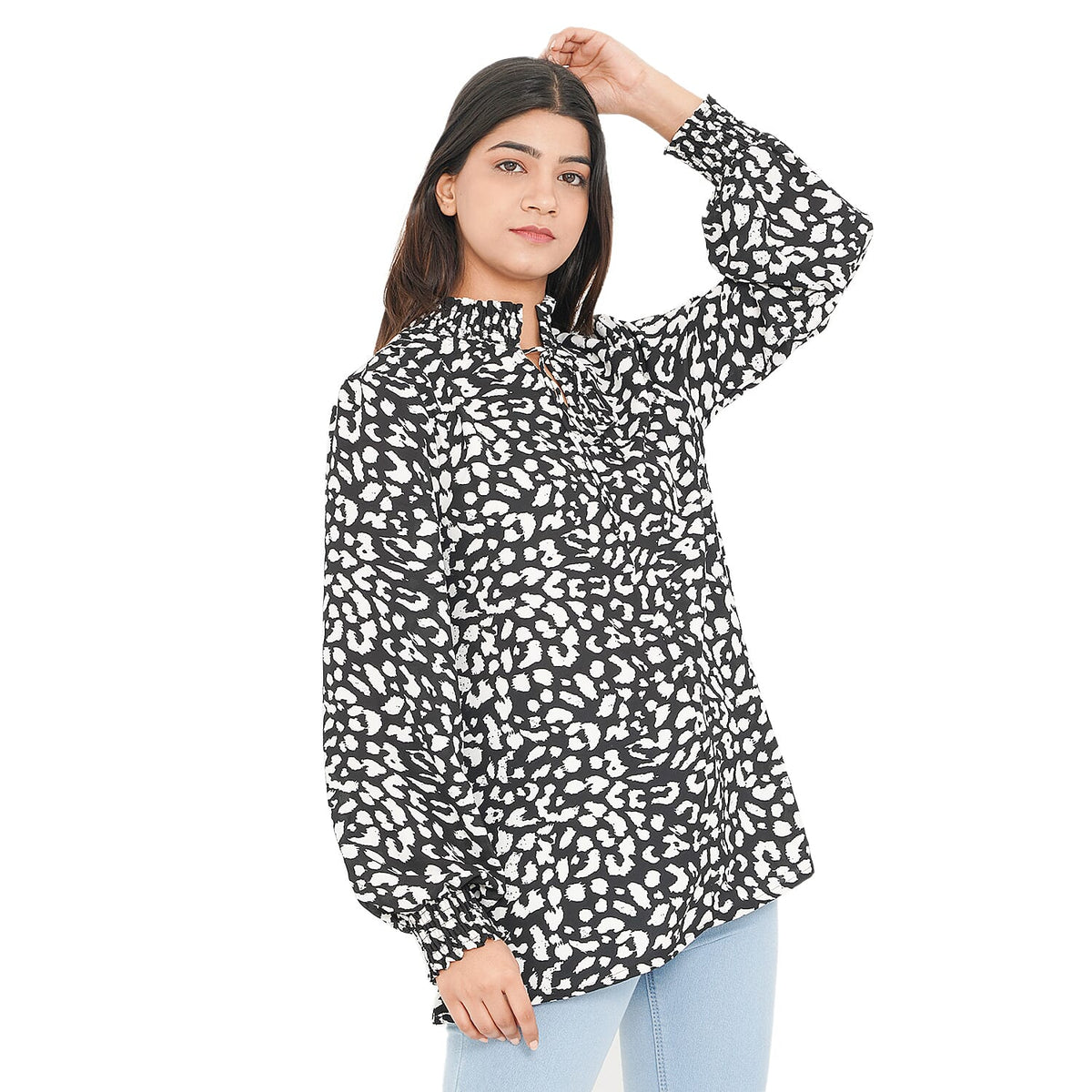 TAMSY Leaf Print Women's Top - Dark green V32606289 2