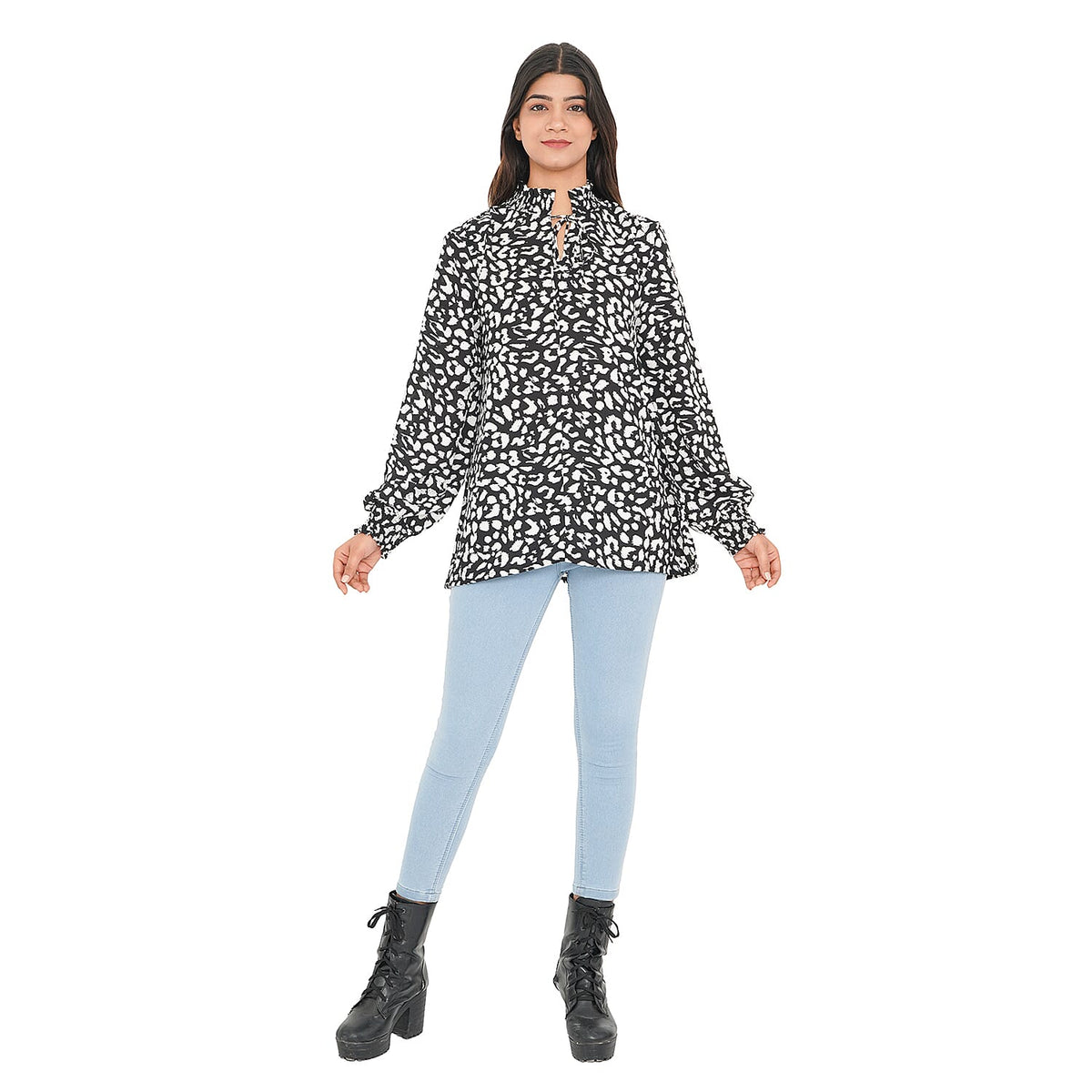 TAMSY Leaf Print Women's Top - Dark green V32606289 3