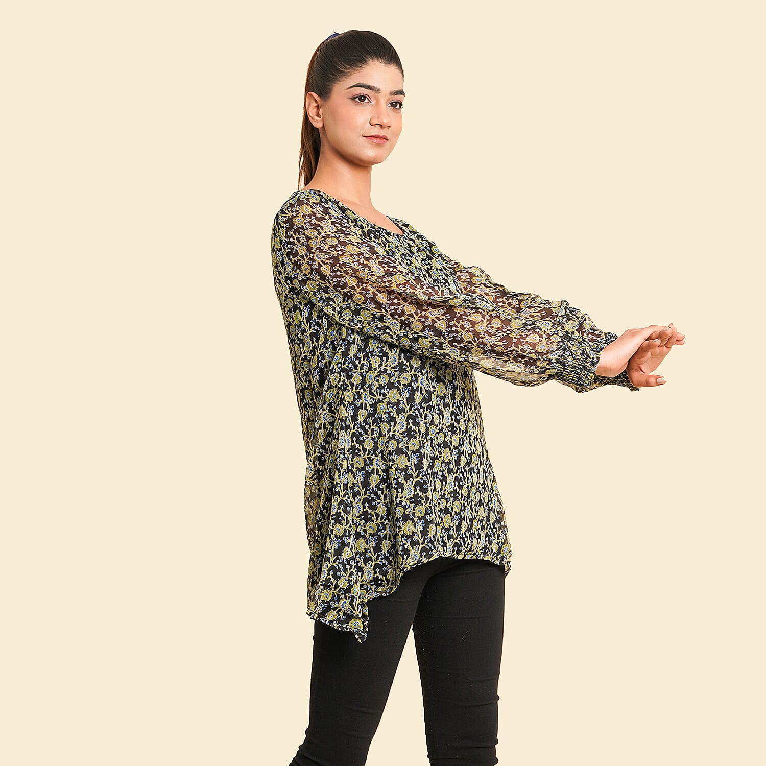 TAMSY Leaves Pattern Women's Top - Green 7310239 3
