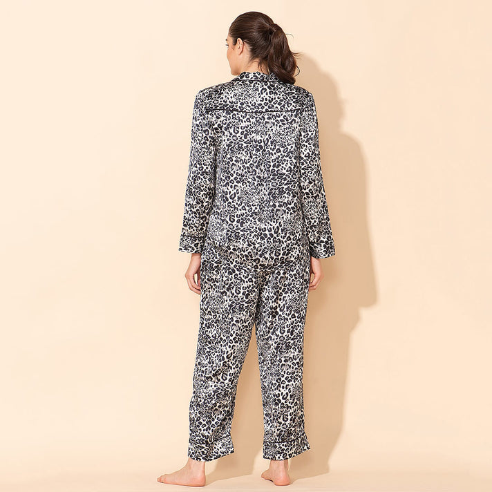 TAMSY Leopard Pattern Silk Like Nightwear Set (Size L) - Champagne 7908269 2