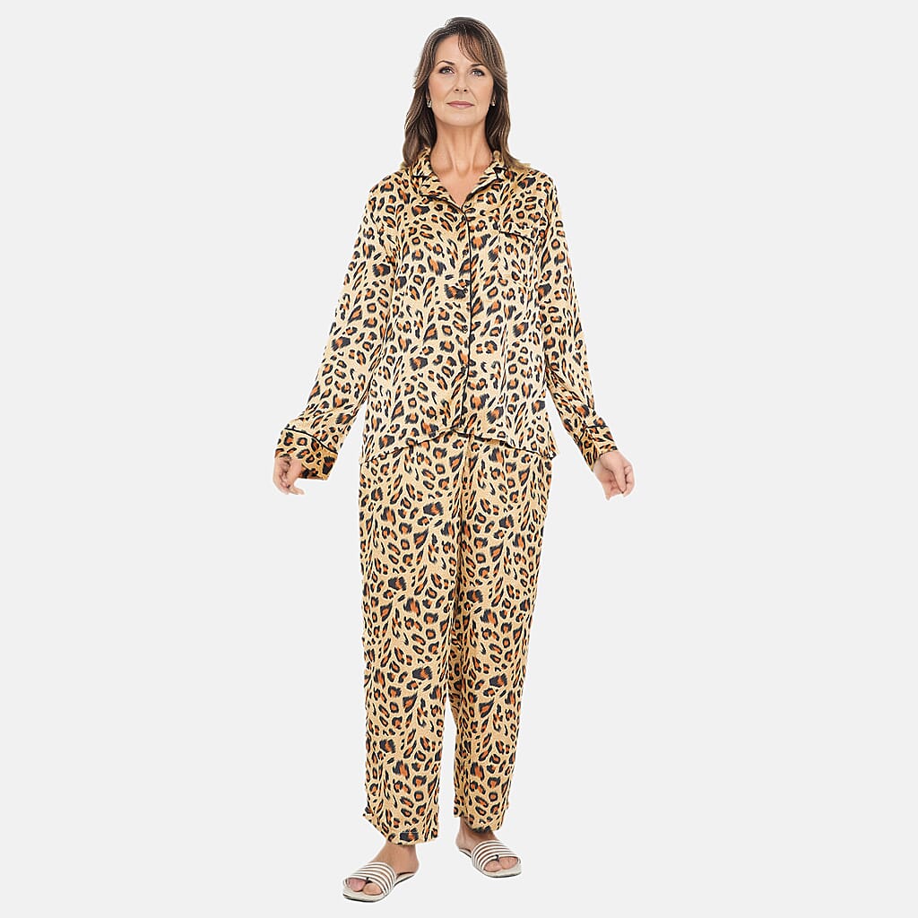 TAMSY Leopard Pattern Nightwear Set (Size L) - Gold