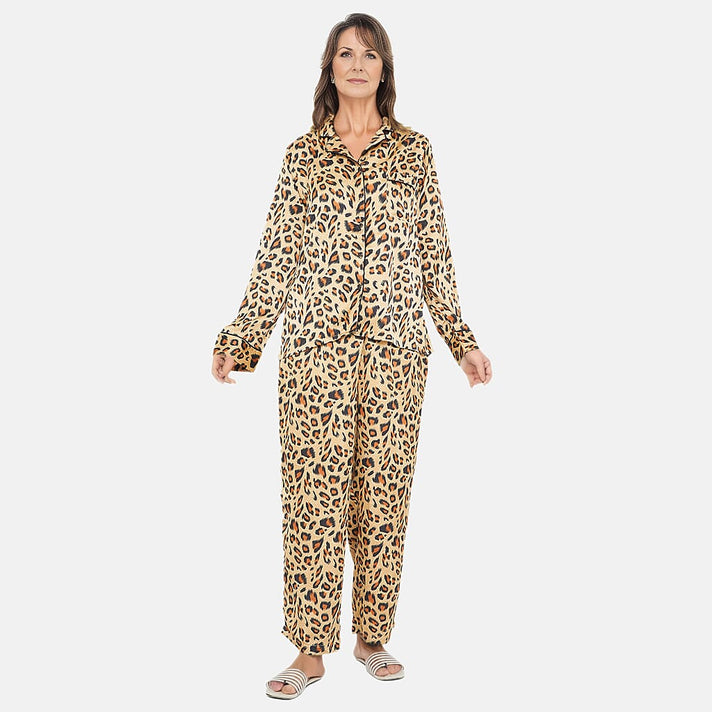 TAMSY Leopard Pattern Super-Soft Women's Nightwear Set - Gold 7173354 1