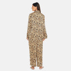 TAMSY Leopard Pattern Nightwear Set (Size L) - Gold