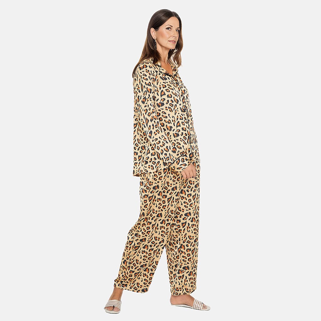 TAMSY Leopard Pattern Super-Soft Women's Nightwear Set - Gold 7173354 3