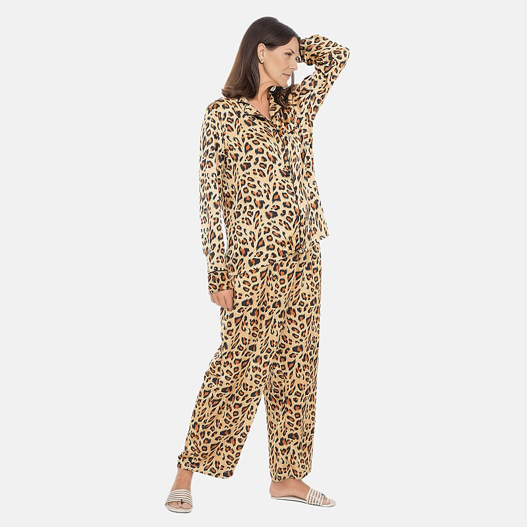 TAMSY Leopard Pattern Super-Soft Women's Nightwear Set - Gold 7173354 4