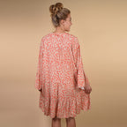TAMSY 100% Viscose Digital Leopard Print Button Detail Smock Dress One Size, (Fits 8-20) - Coral