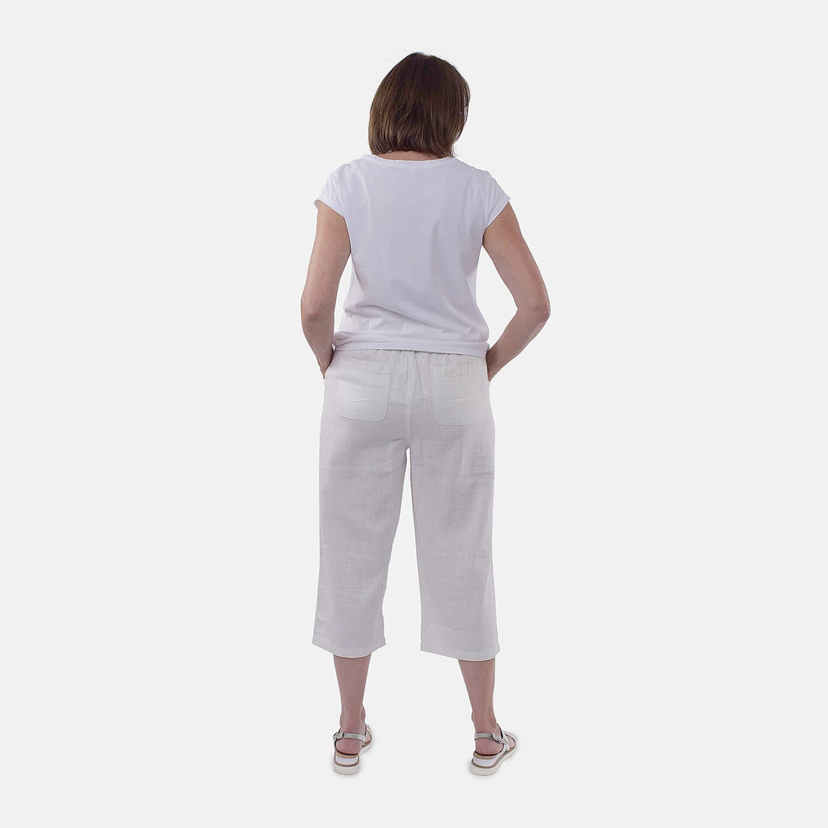TAMSY Linen Blend Cropped Trouser  - White 8732886 1