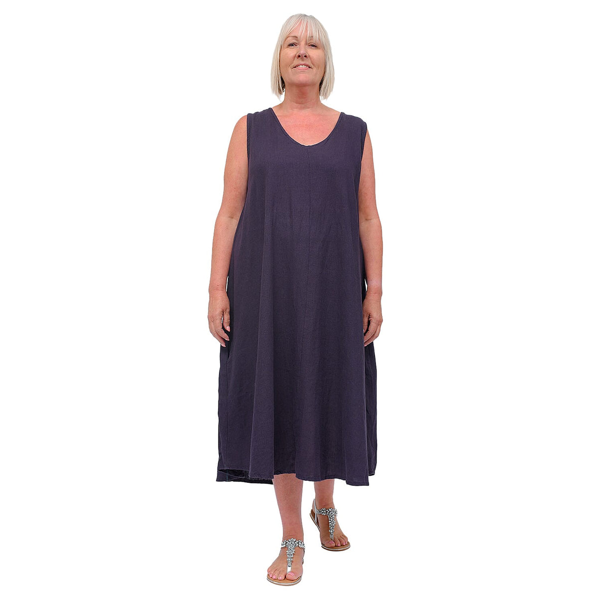 TAMSY Linen Blend Umbrella Dress - Navy 7065647 0