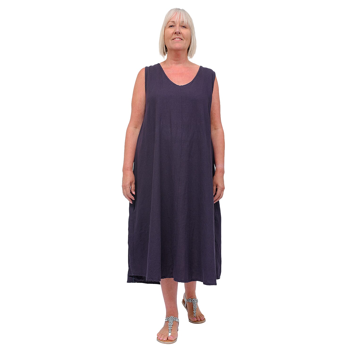 TAMSY Linen Blend Umbrella Dress - Navy 7065647 0
