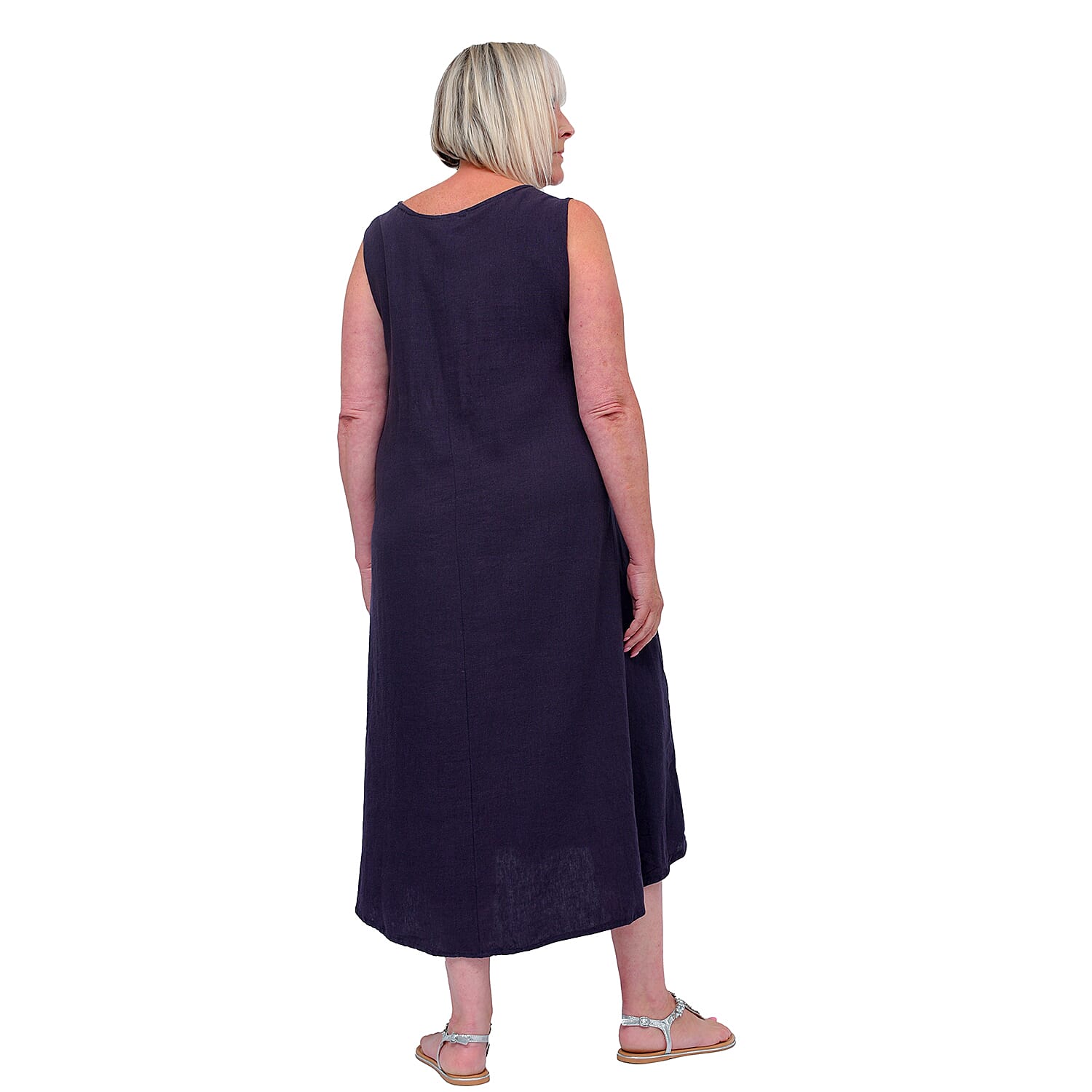 TAMSY Linen Blend Umbrella Dress - Navy 7065647 1