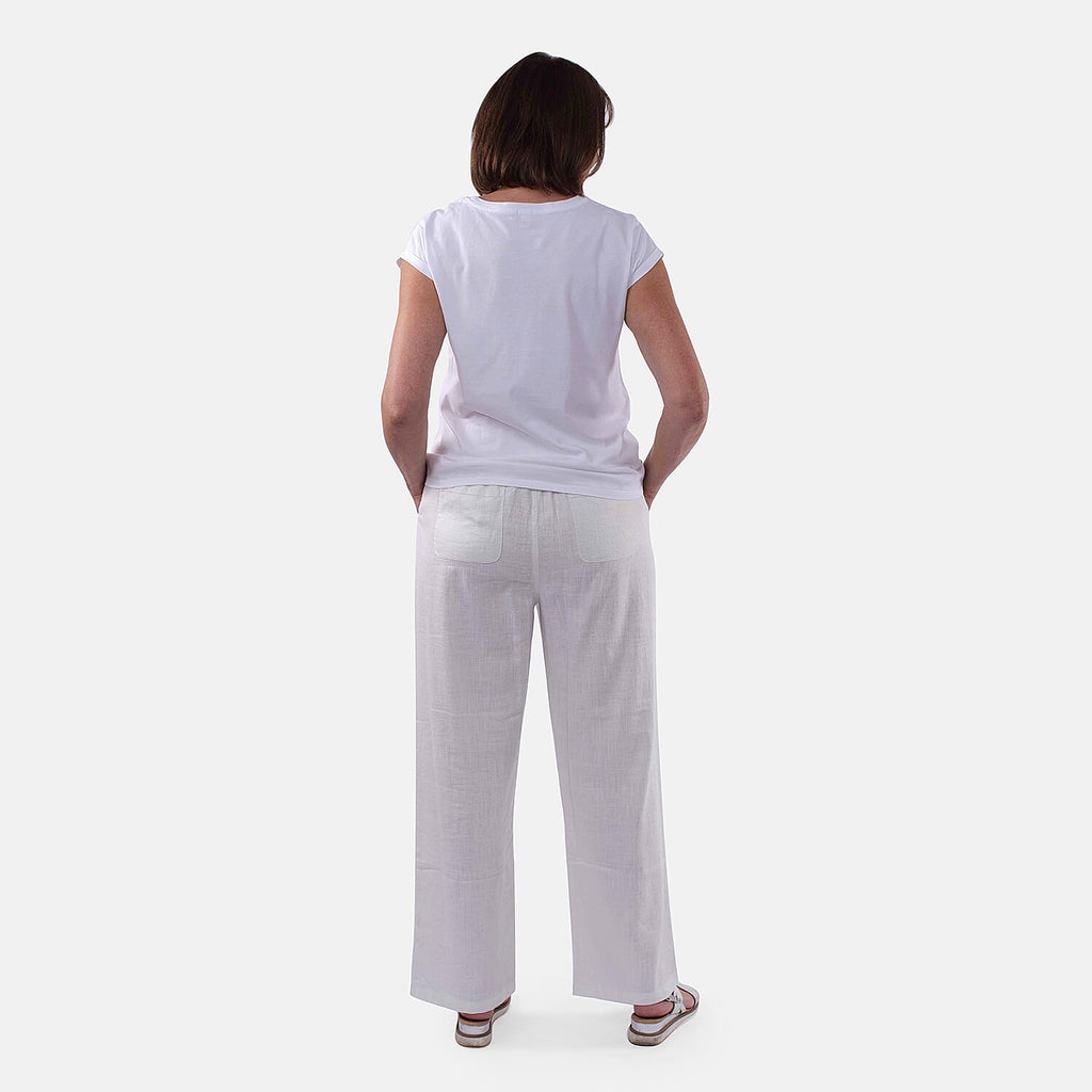 TAMSY Linen Loose Fit Trouser (Size L,16-18) - White