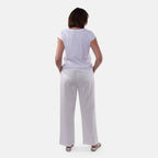 TAMSY Linen Loose Fit Trouser (Size L,16-18) - White