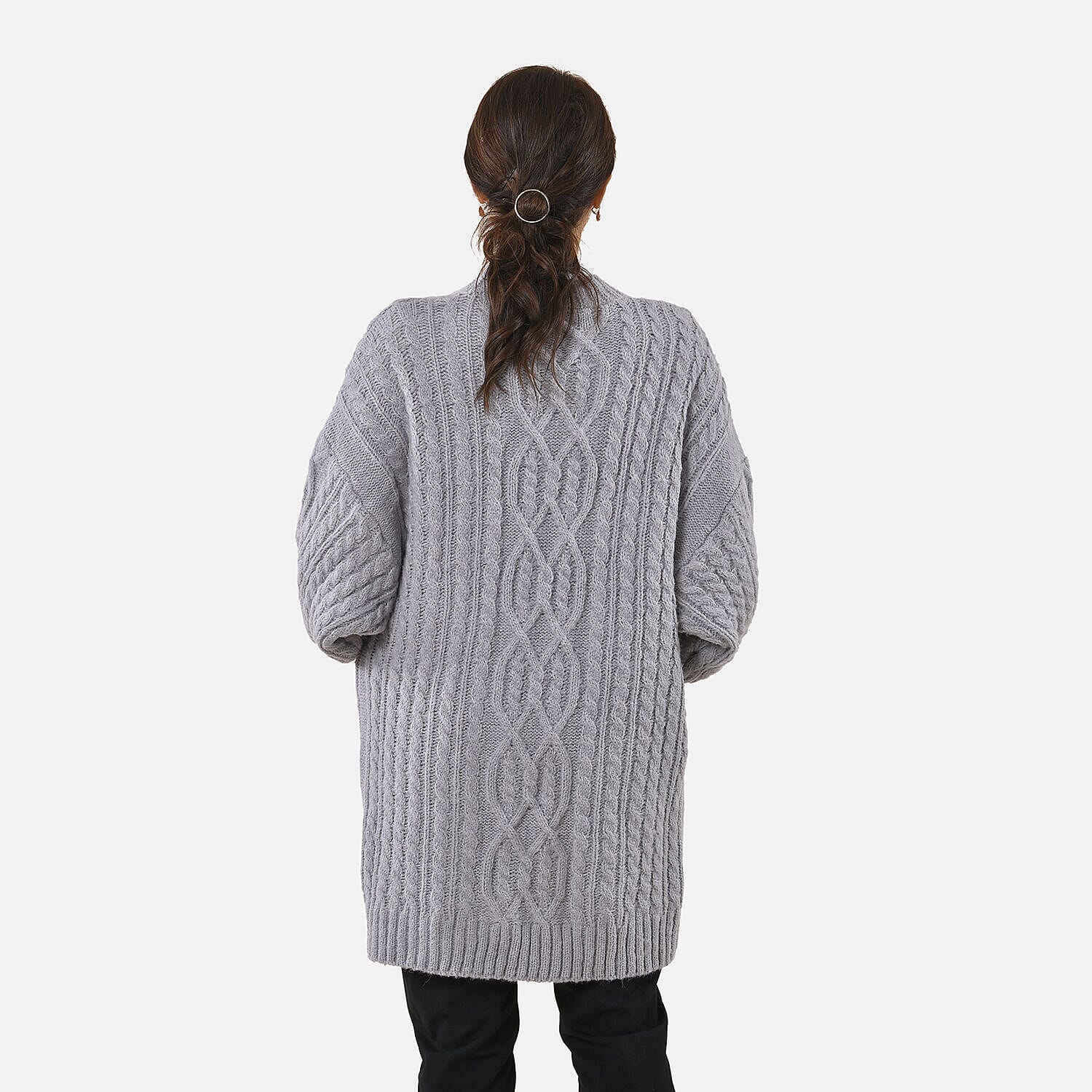 TAMSY Long Cardigan with Buttons  - Light Grey 8730081 2