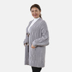 TAMSY Long Cardigan with Buttons (Size 8-22) - Light Grey