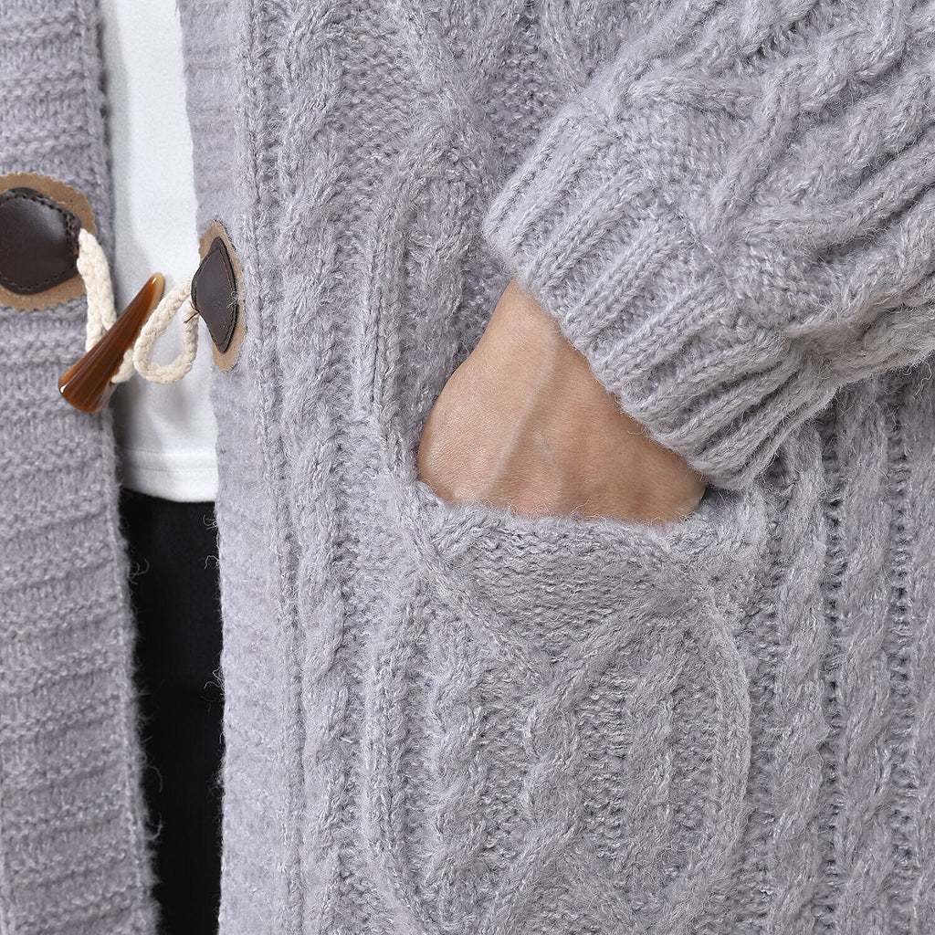 TAMSY Long Cardigan with Buttons (Size 8-22) - Light Grey