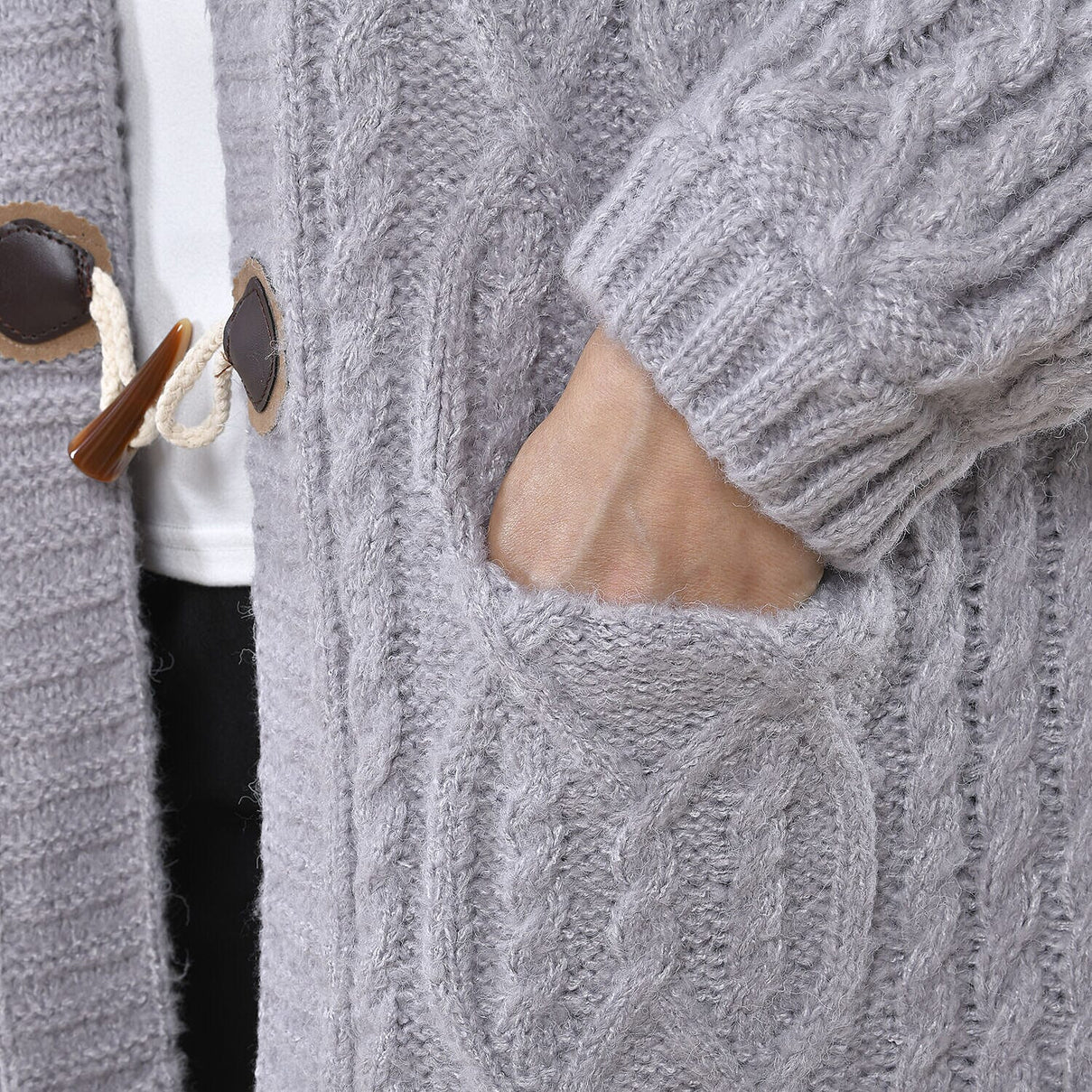 TAMSY Long Cardigan with Buttons  - Light Grey 8730081 5