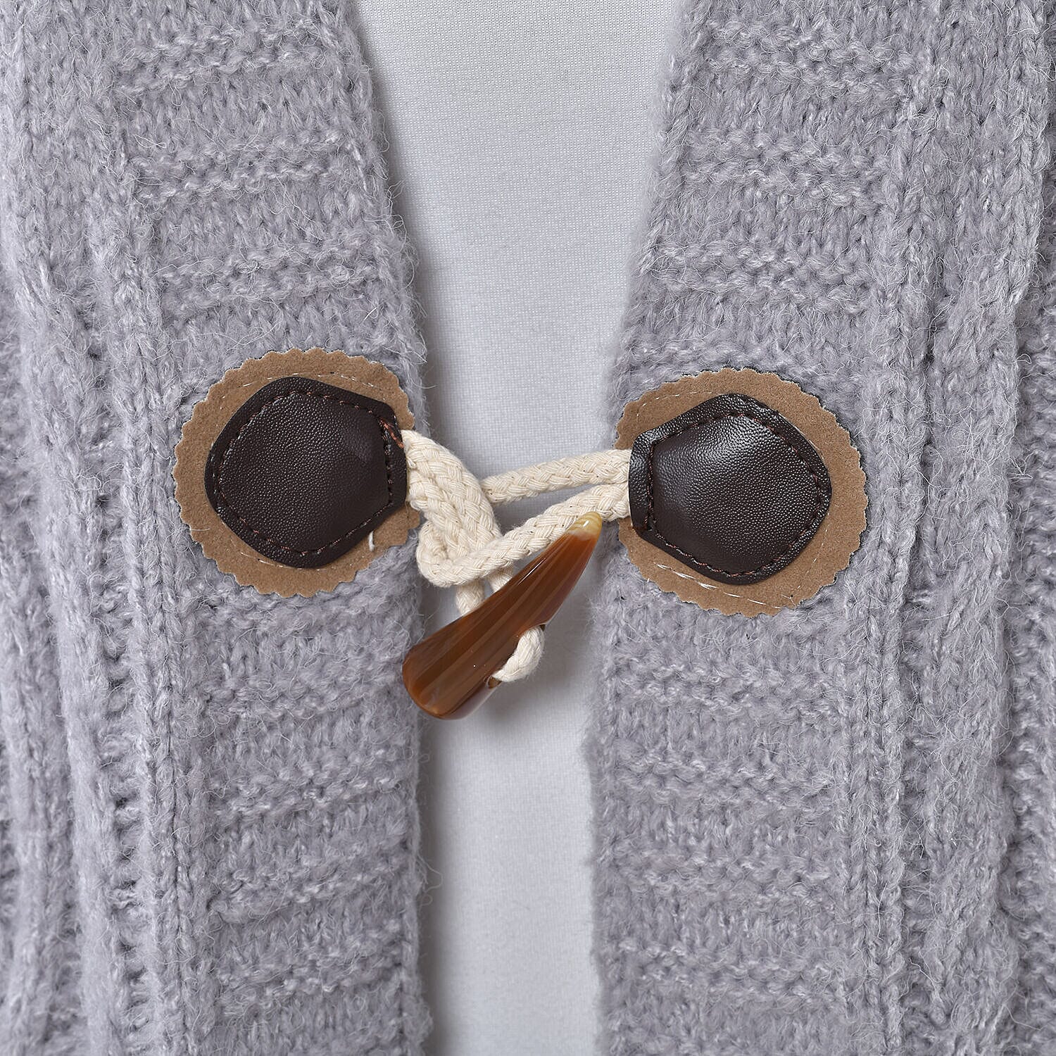 TAMSY Long Cardigan with Buttons  - Light Grey 8730081 7