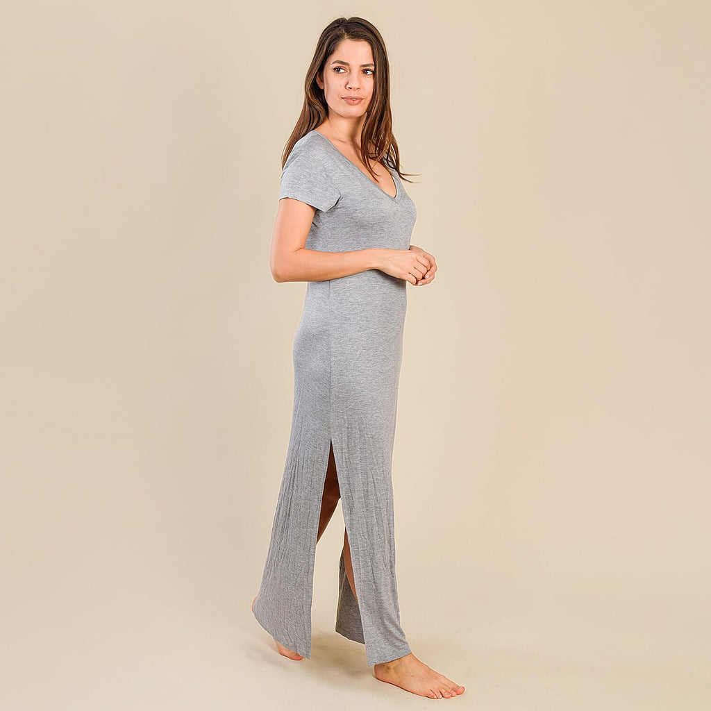 Tamsy Jersey Long Maxi Dress (Size L,16-18) - Grey