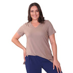 TAMSY Long Solid Colored Viscose Tunic Top (Size L,16-18) - Stone Colour