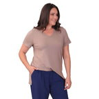 TAMSY Long Solid Colored Viscose Tunic Top (Size L,16-18) - Stone Colour