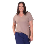 TAMSY Long Solid Colored Viscose Tunic Top (Size L,16-18) - Stone Colour