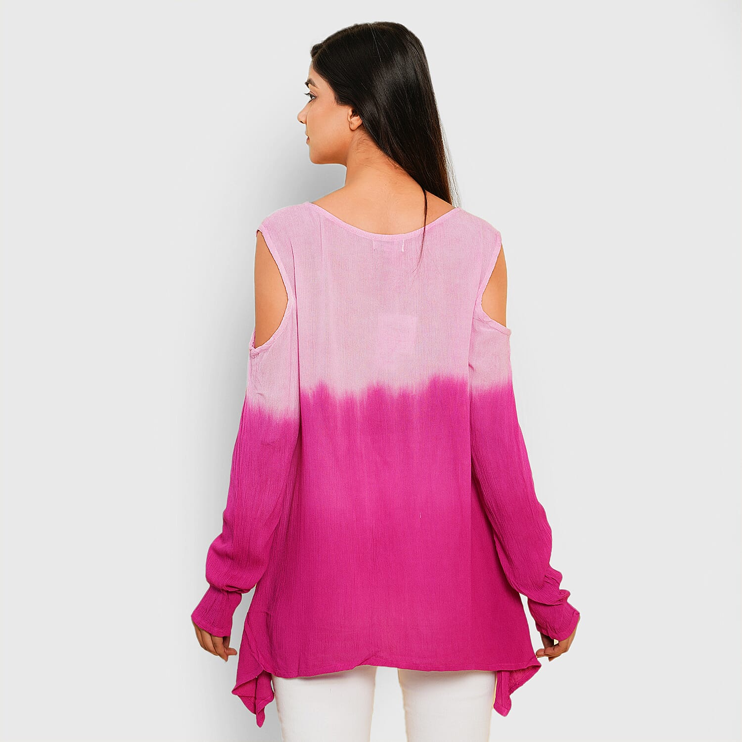 TAMSY Ombre Print Cold Shoulder Women's Top - Pink 7453951 2
