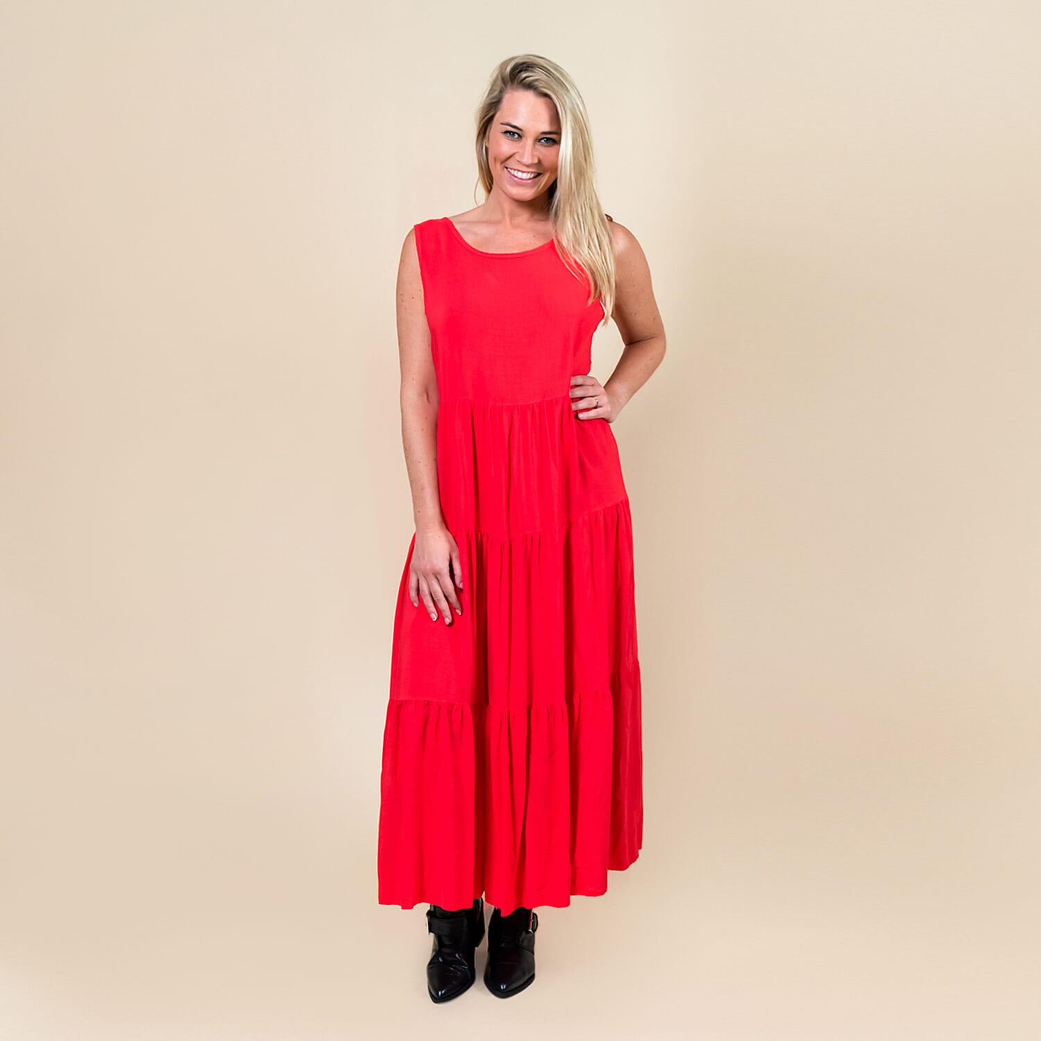 TAMSY Open Back Sleeveless Women's Midi Dress - Coral 6713645 5