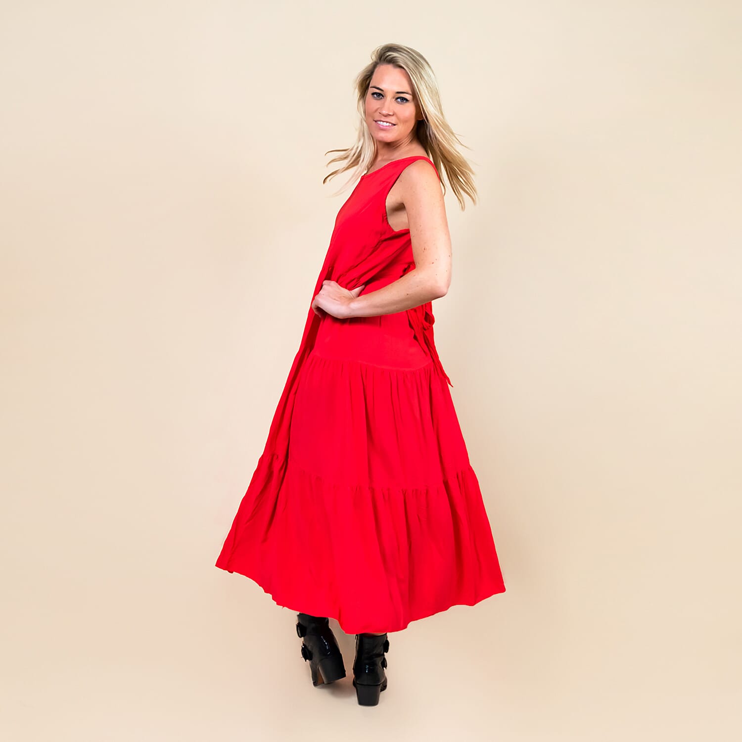 TAMSY Open Back Sleeveless Women's Midi Dress - Coral 6713645 8