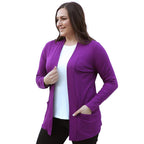 TAMSY Jersey Cardigan with Pockets (Size 10) - Purple