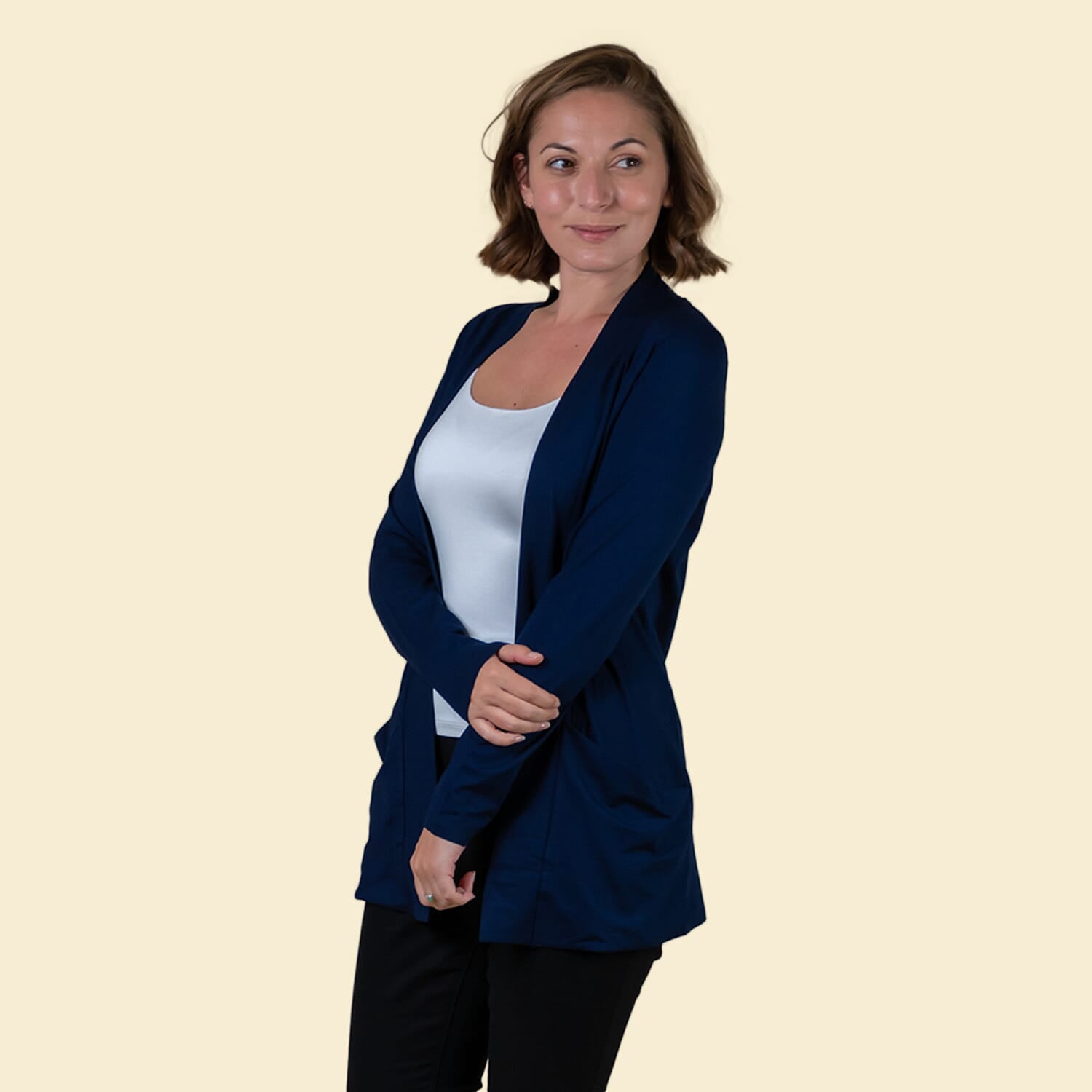 TAMSY Open-Front Women's Cardigan - Navy 3863299 2