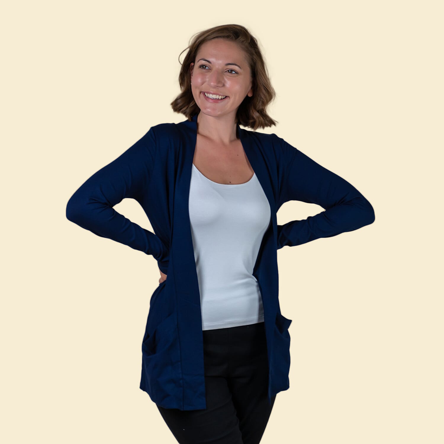 TAMSY Open-Front Women's Cardigan - Navy 3863299 3
