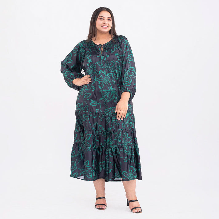 TAMSY Passion Leaf Print Tiered Midi Dress 7140984 1