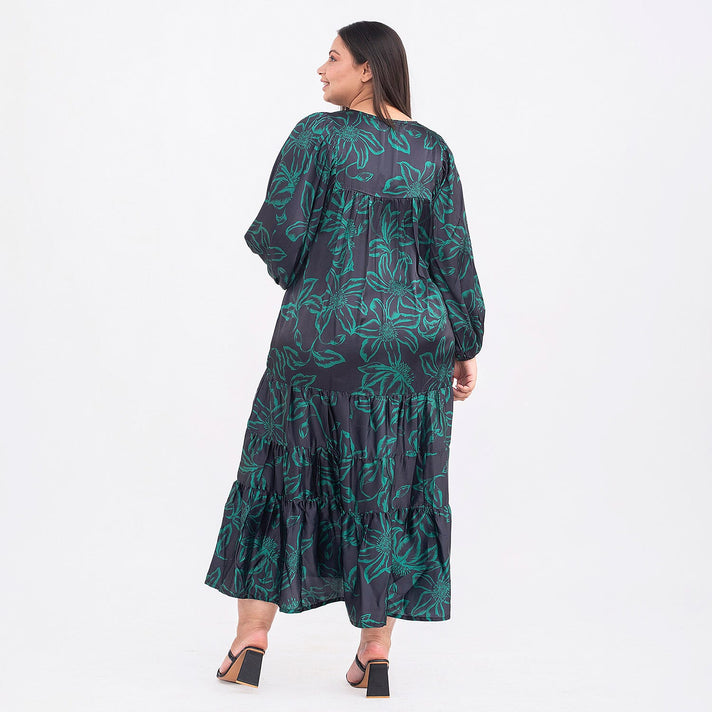 TAMSY Passion Leaf Print Tiered Midi Dress 7140984 2