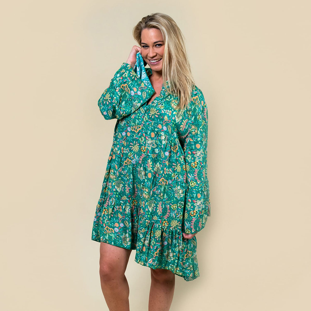 TAMSY Paisley Print Smock Women's Dress - Green 6346446 0