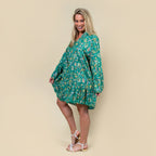 TAMSY Viscose Paisley Print Smock Dress One Size (Fits 8- 20) - Green