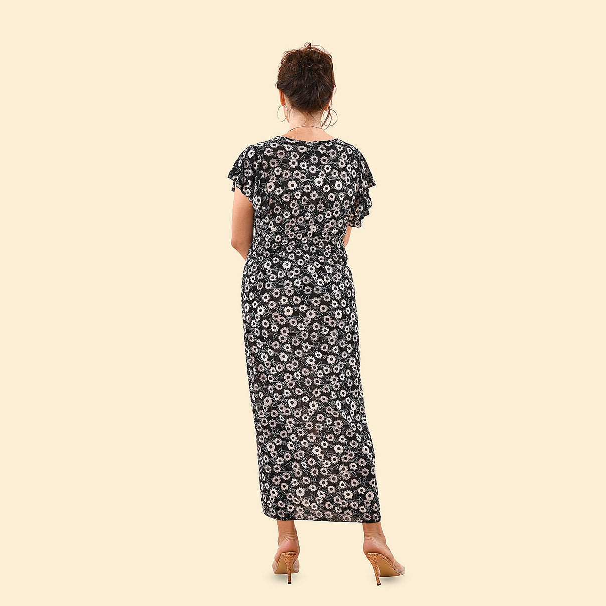 TAMSY Peacock Pattern Smocked Maxi Dress - Black 7322017 2