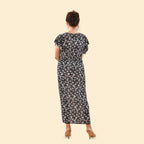 TAMSY Floral Pattern Smocked Maxi Dress (Size 8-22) - Black & White